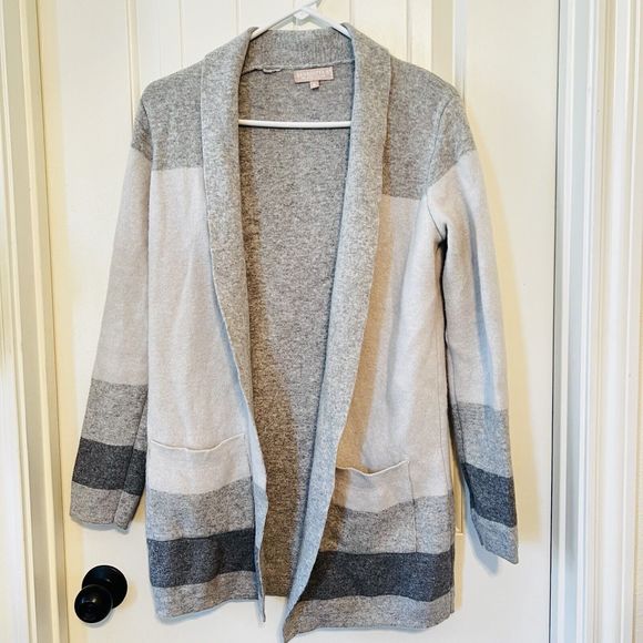 Benedetta B Merino Wool Cashmere Blend Italian Made Color Block Open Cardigan S - Picture 2 of 11